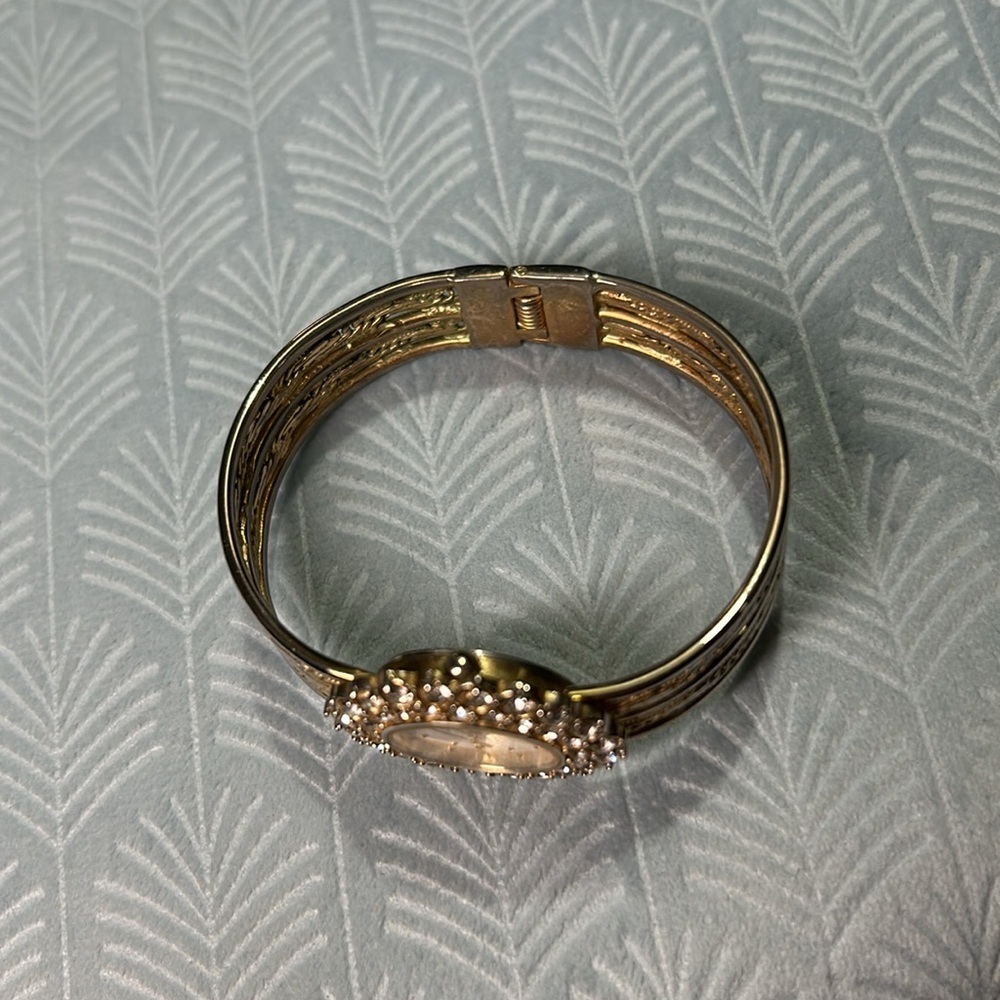Kristine stainless steel back gold braided bracelet cuff watch - Picture 7 of 16